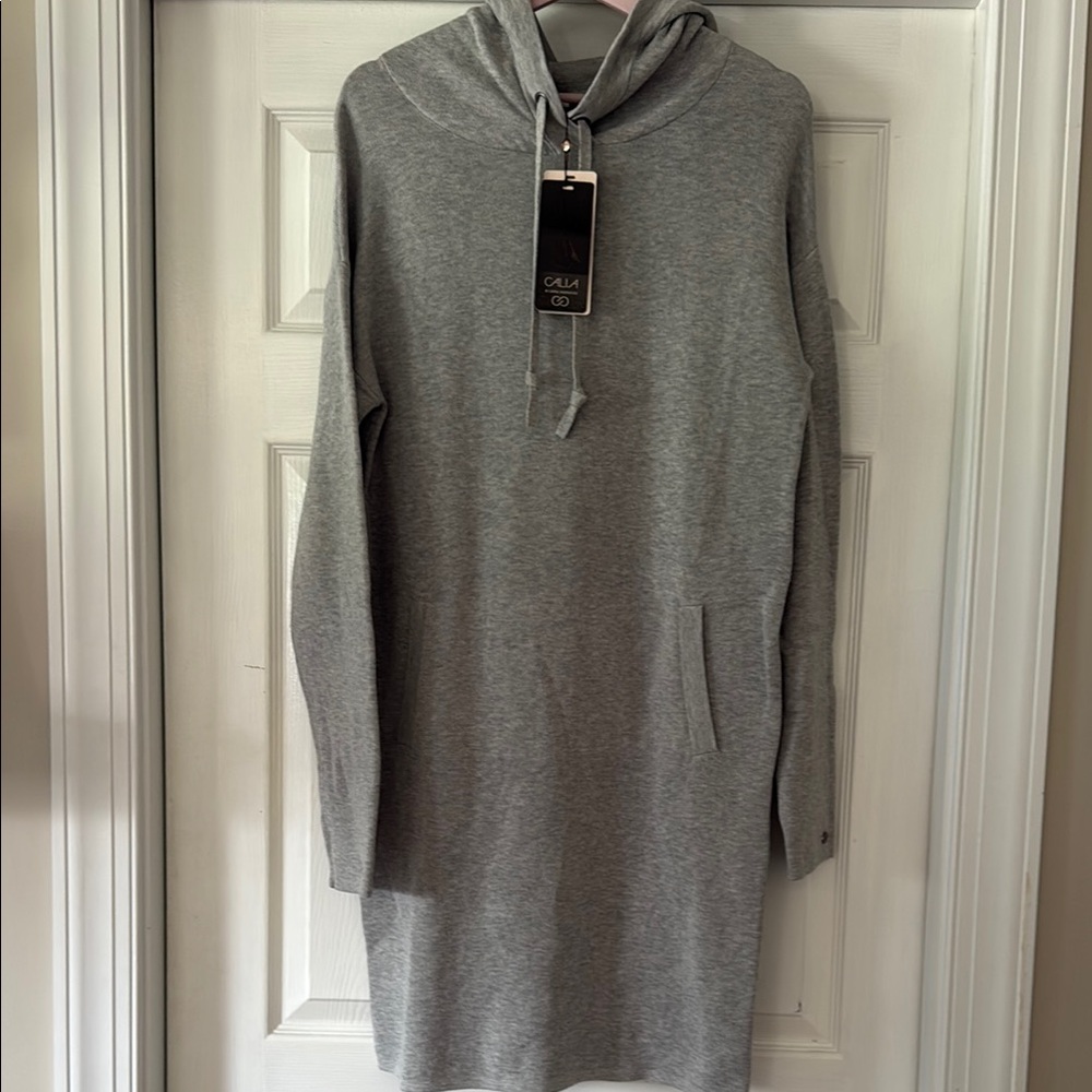 Gray Hooded Sweater Dress by CALIA